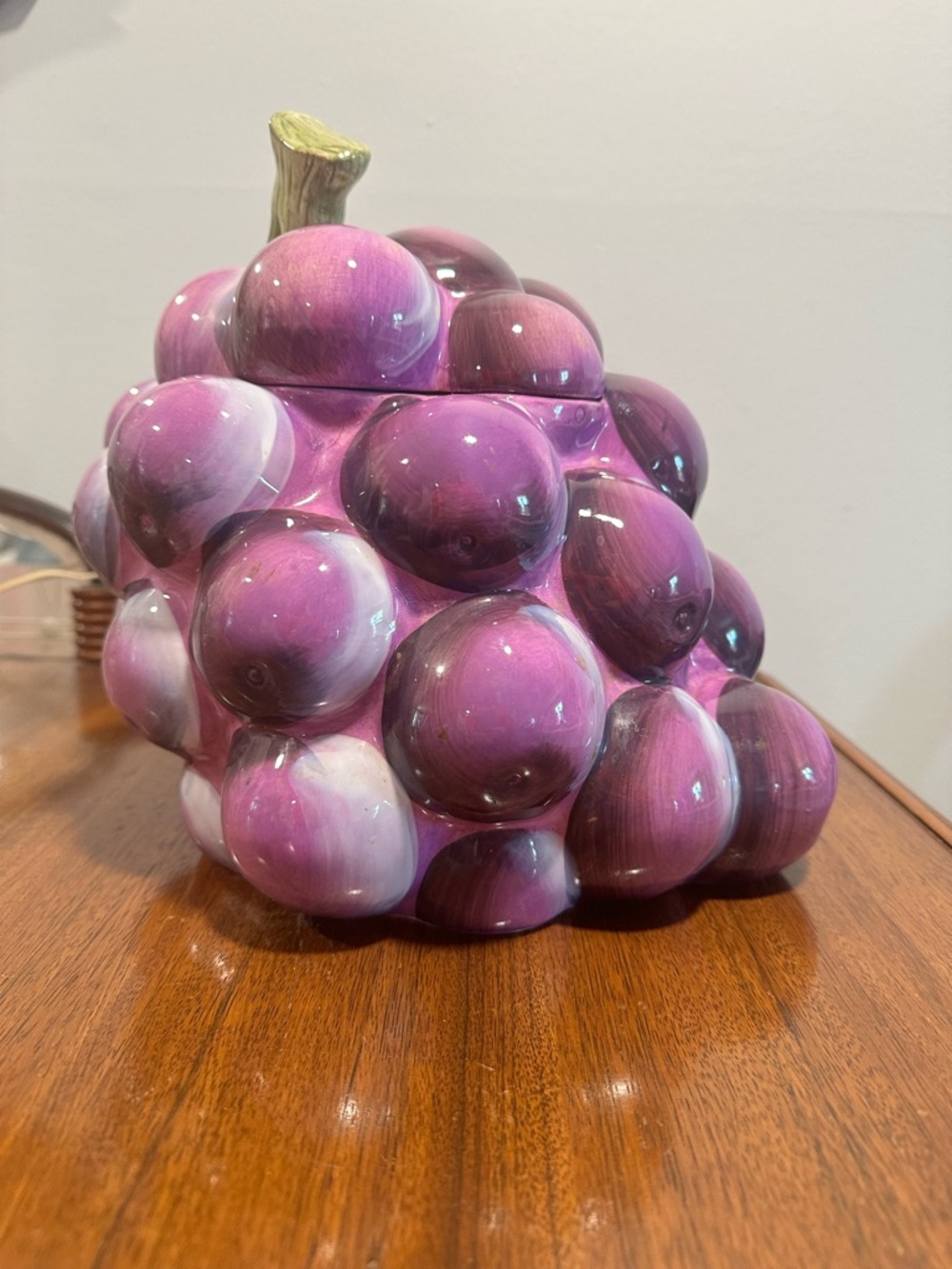 Gibson Everyday Grape Cookie Jar Hand Painted 3D Purple Fruit Kitchen Decor - Picture 2 of 8